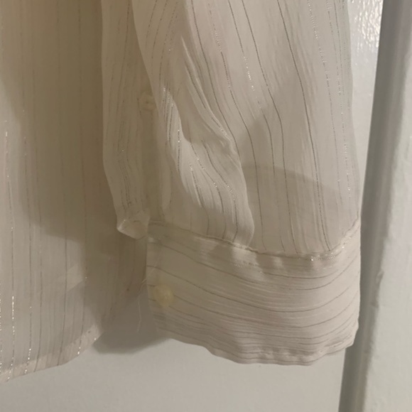New‎ York & Company Cream Sheer PinStripe Top Small - Picture 5 of 7